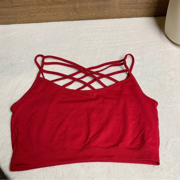 Zenana red strappy bra size 1X/2X high sides pullover style - Picture 4 of 5
